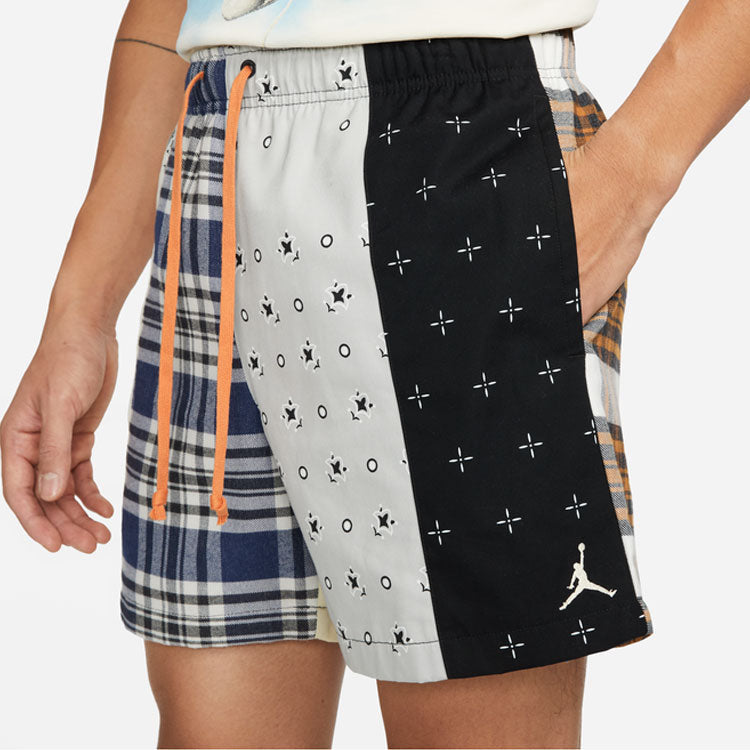 Image of Air Jordan SS22 cashew Plaid Pattern Contrasting Colors Full Print Casual Sports