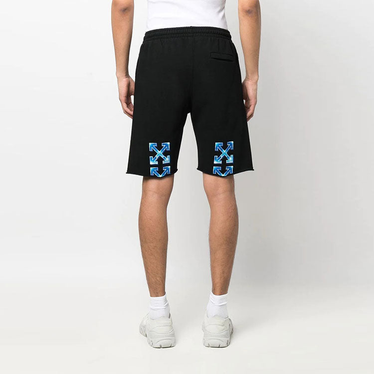 Image of Men's OFF-WHITE SS22 Logo Arrow Printing Casual Straight Shorts Loose Fit Black