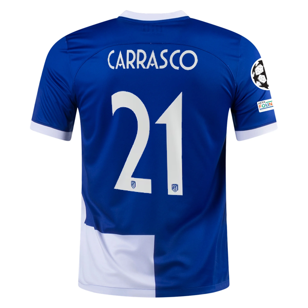 Nike Atletico Madrid Yannick Carrasco Away Jersey w/ Champions League Patches 23