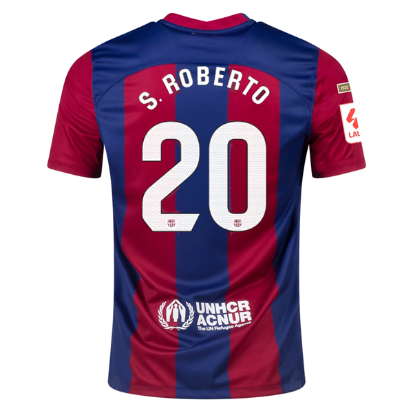 Nike Barcelona Sergi Roberto Home Jersey 23/24 w/ La Liga Champions Patches (Nob