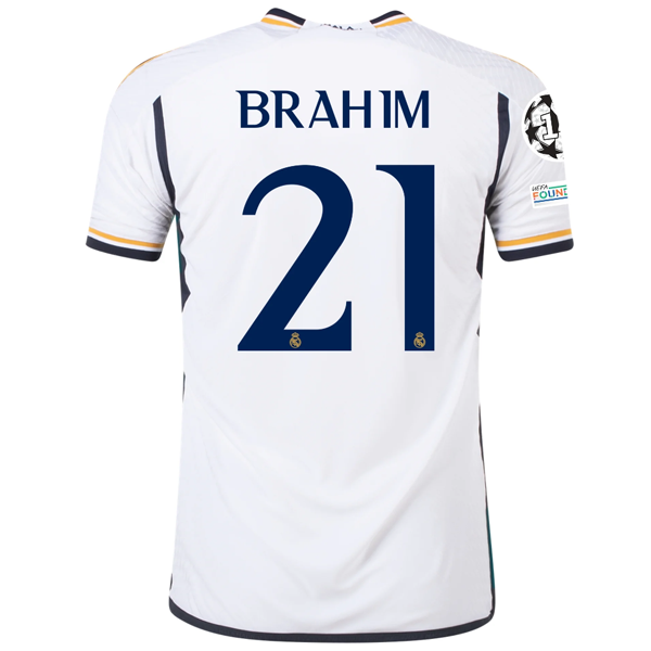 Image of adidas Real Madrid Authentic Brahim Diaz Home Jersey w/ Champions League + Club