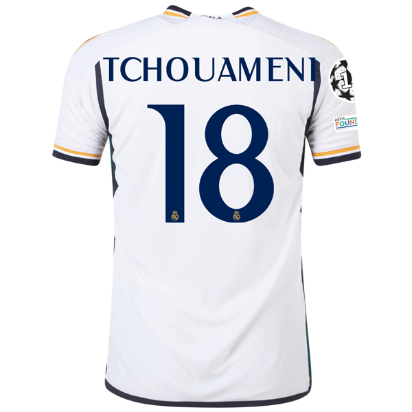 Image of adidas Real Madrid Authentic Tchouameni Home Jersey w/ Champions League + Club W