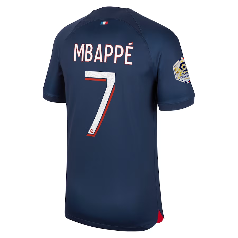 Image of Nike Paris Saint-Germain Kylian Mbappé Home Jersey w/ Ligue 1 Champions Patch 23