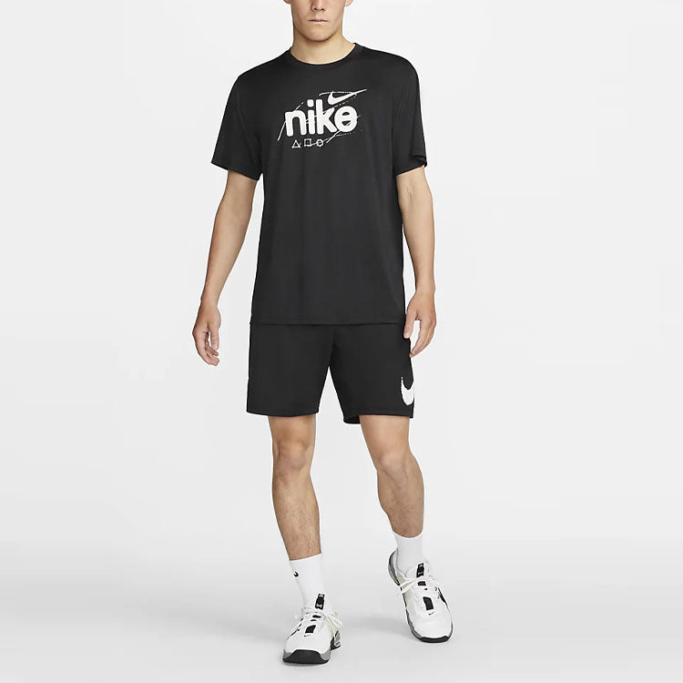 Image of Men's Nike Printing Logo Knit Training Shorts Black DQ4813-010