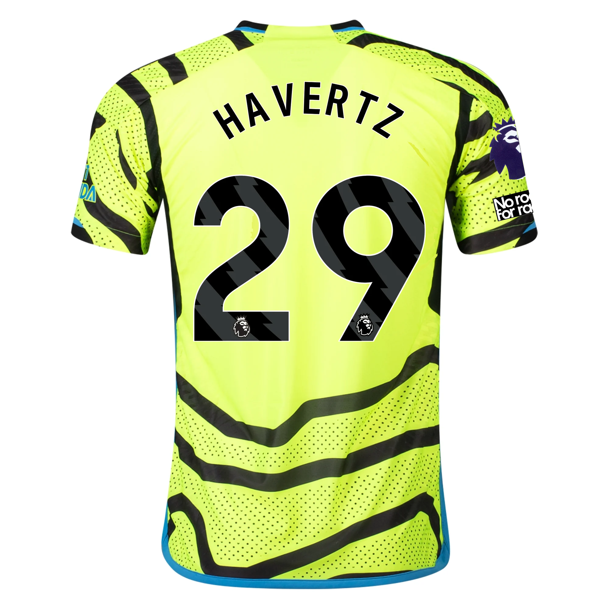 Image of adidas Arsenal Authentic Kai Havertz Away Jersey w/ EPL + No Room For Racism Pat