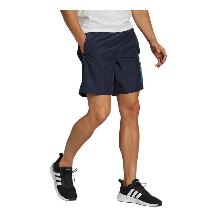 Herren adidas Einfarbiges Logo Gerade Freizeit Sport Shorts Blau HE4307