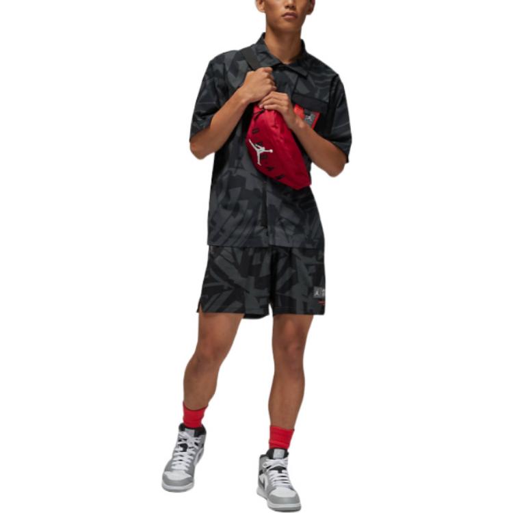 Image of Men's Nike Colorblock Full Print Lacing Sports Black Shorts DM3099-070