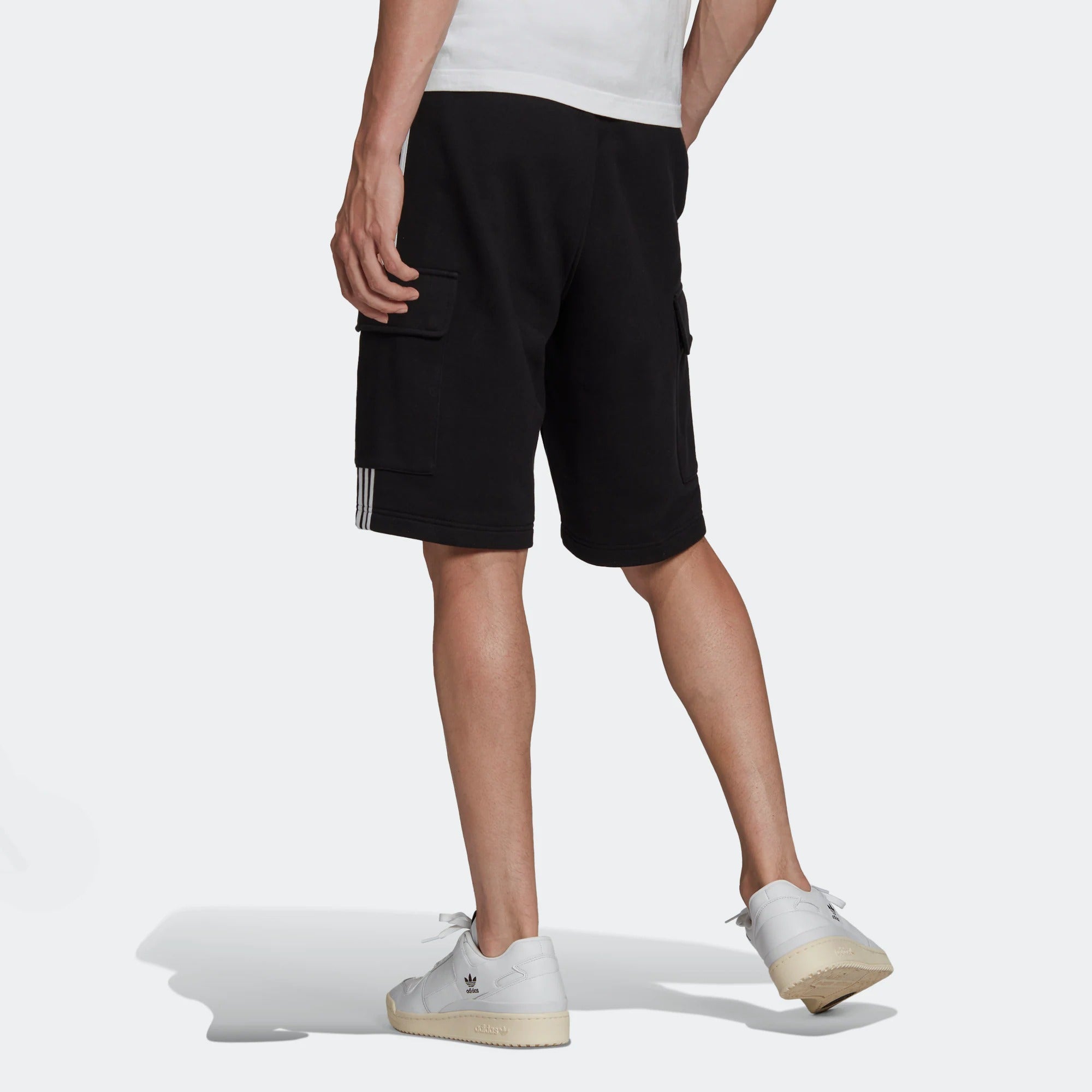 Image of adidas originals Solid Color Stripe Cargo Pocket Sports Shorts Black HB9542