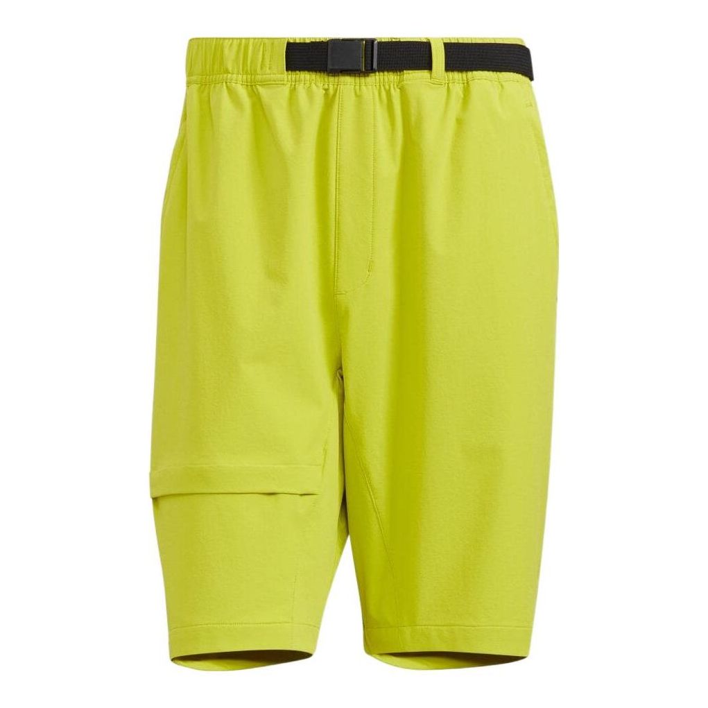 Image of Men's adidas Solid Color Belt Straight Casual Sports Shorts Yellow HE9933