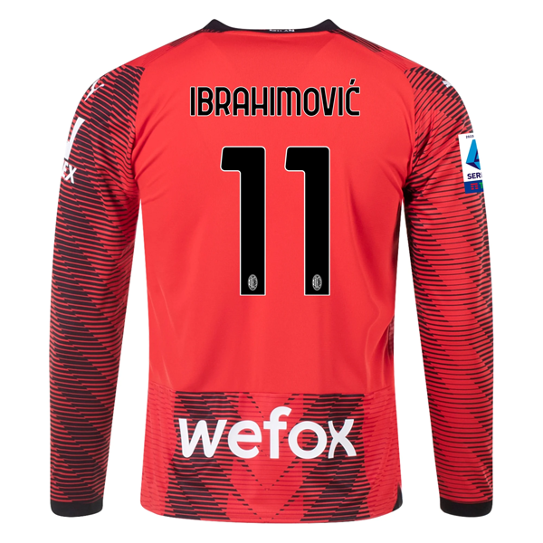 Puma AC Milan ZLATAN IBRAHIMOVIĆ Long Sleeve Home Jersey w/ Serie A Patch 23/24
