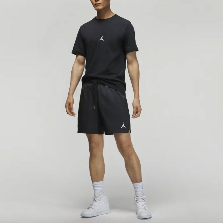 Image of Men's Air Jordan Logo Printing Lacing Black Straight Shorts DM1373-010