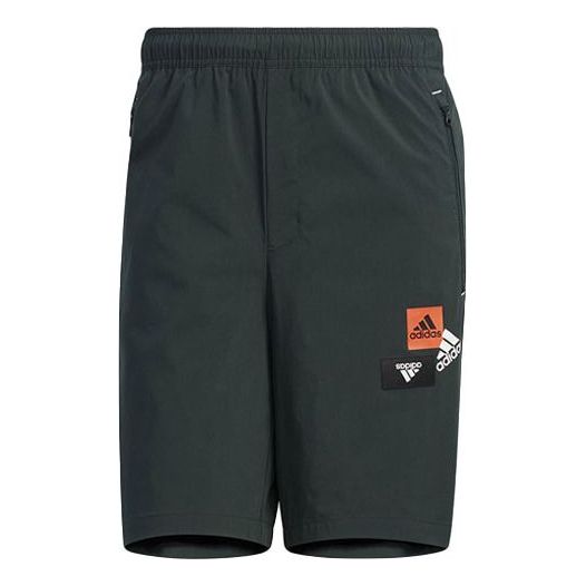 Image of Men's adidas Logo Printing Woven Thin Breathable Sports Shorts Green HM2973