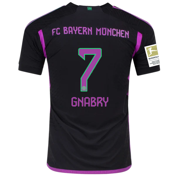 Image of adidas Bayern Munich Authentic Serge Gnabry Away Jersey w/ Bundesliga Champion P