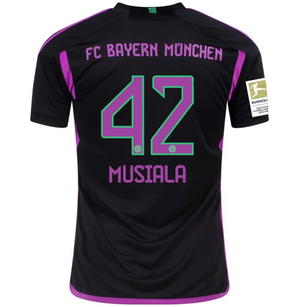 Image of adidas Bayern Munich Jamal Musiala Away Jersey w/ Bundesliga Champions Patch 23/