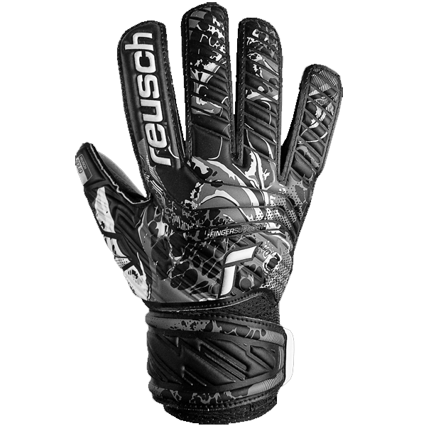 Reusch Jr. Attrakt Solid Finger Support Goalkeeper Gloves (Black)