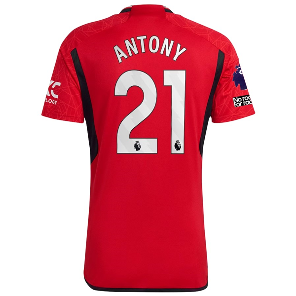 Image of adidas Manchester United Antony Home Jersey 23/24 w/ EPL + No Room For Racism Pa