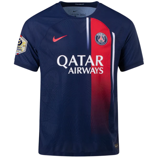 Nike Paris Saint-Germain Authentic Match Kylian Mbappe Home Jersey w/ Ligue 1 Ch
