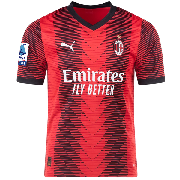 Image of Puma AC Milan Rafael Leão Home Jersey w/ Serie A Patch 23/24 (Puma Red/Black)