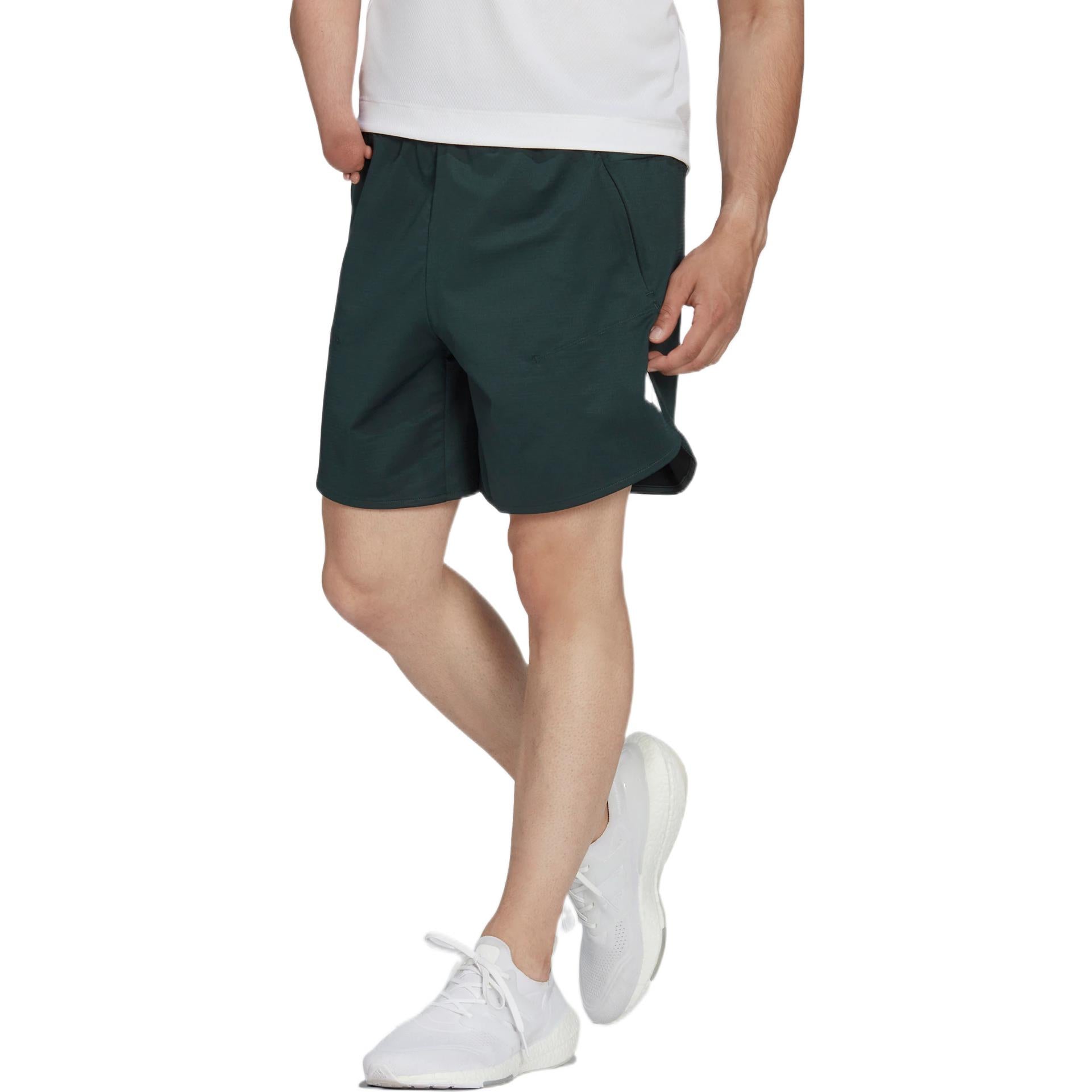 Image of Men's adidas Solid Color Logo Printing Elastic Waistband Sports Shorts Green HD3
