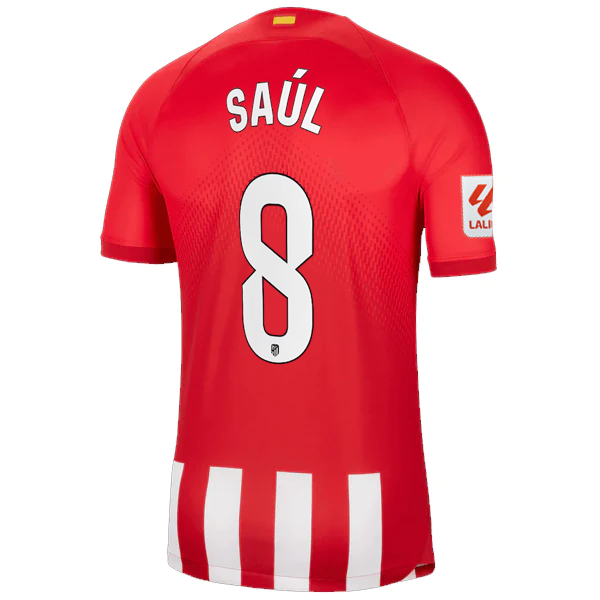 Image of Nike Atletico Madrid Saúl Ñíguez Home Jersey w/ La Liga Patch 23/24 (Sport Red/G