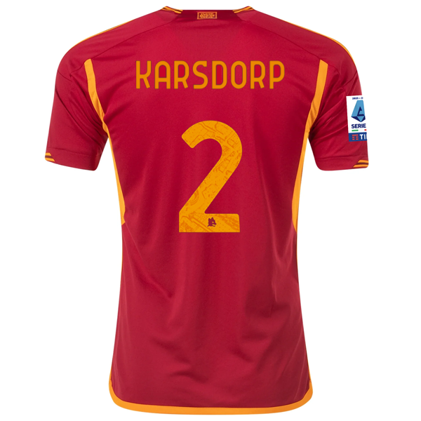 adidas Roma Rick Karsdorp Heimtrikot mit Serie A-Aufnäher 23/24 (Team Victory Red)