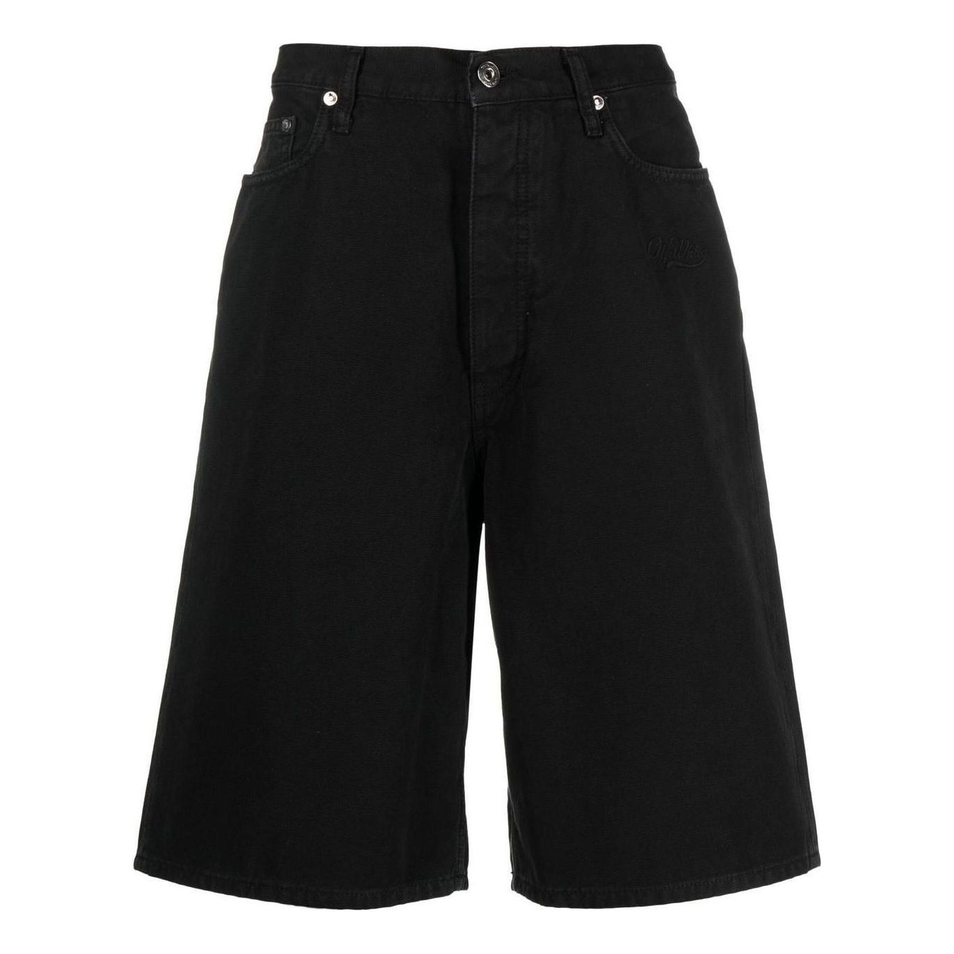 Image of Off-White Cotton Utility Bermuda Shorts 'Black' OMCB084S23FAB00110101010