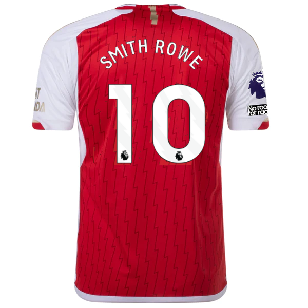 Image of adidas Arsenal Emile Smith Rowe Home Jersey 23/24 w/ EPL + No Room For Racism Pa