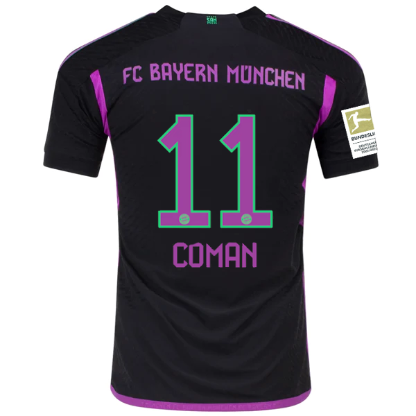 Image of adidas Bayern Munich Authentic Kingsley Coman Away Jersey w/ Bundesliga Champion