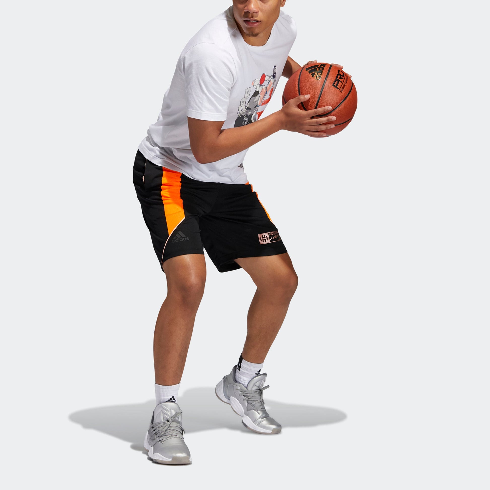 adidas Hdn Gu Kick 365 Contrasting Colors Printing Loose Basketball Sports Short