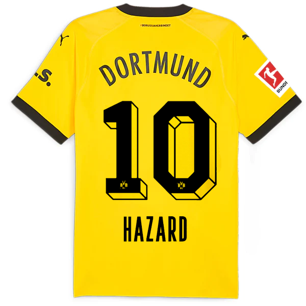 Puma Borussia Dortmund Authentic Thorgan Hazard Home Jersey w/ Bundesliga Patch
