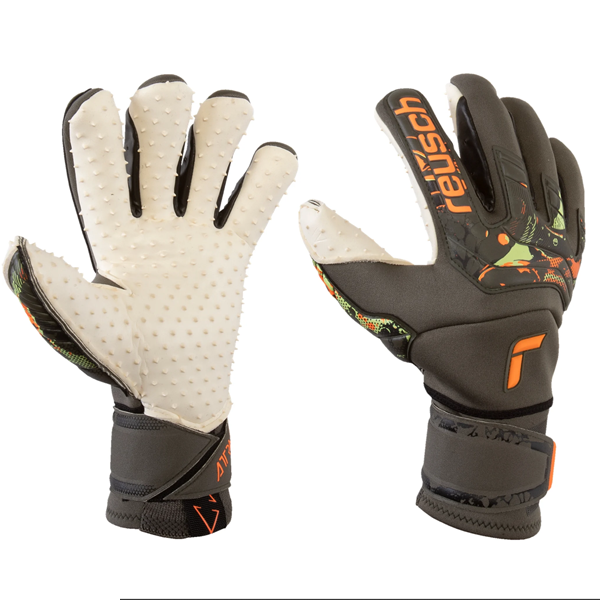Image of Reusch Attrakt Speedbump Ortho-Tec Goalkeeper Gloves (Dessert Green/Shock Orange