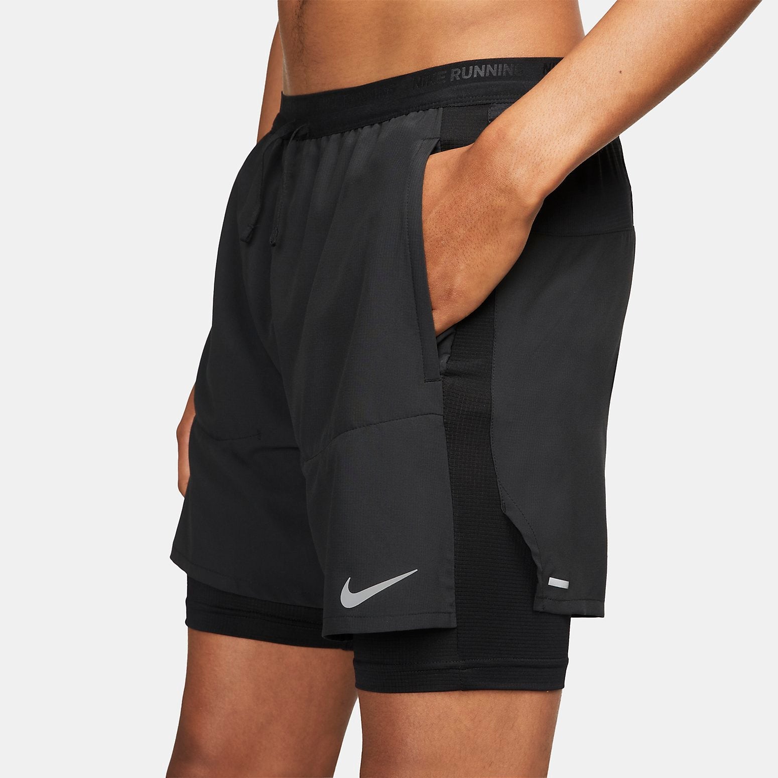 Image of Nike Stride Dri-FIT Hybrid Running Shorts 'Black' DM4757-010