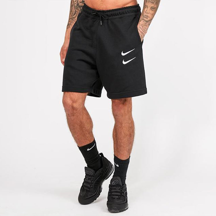 Image of Nike Swoosh French Terry Short Alphabet Printing Casual Sports Shorts Black DB49