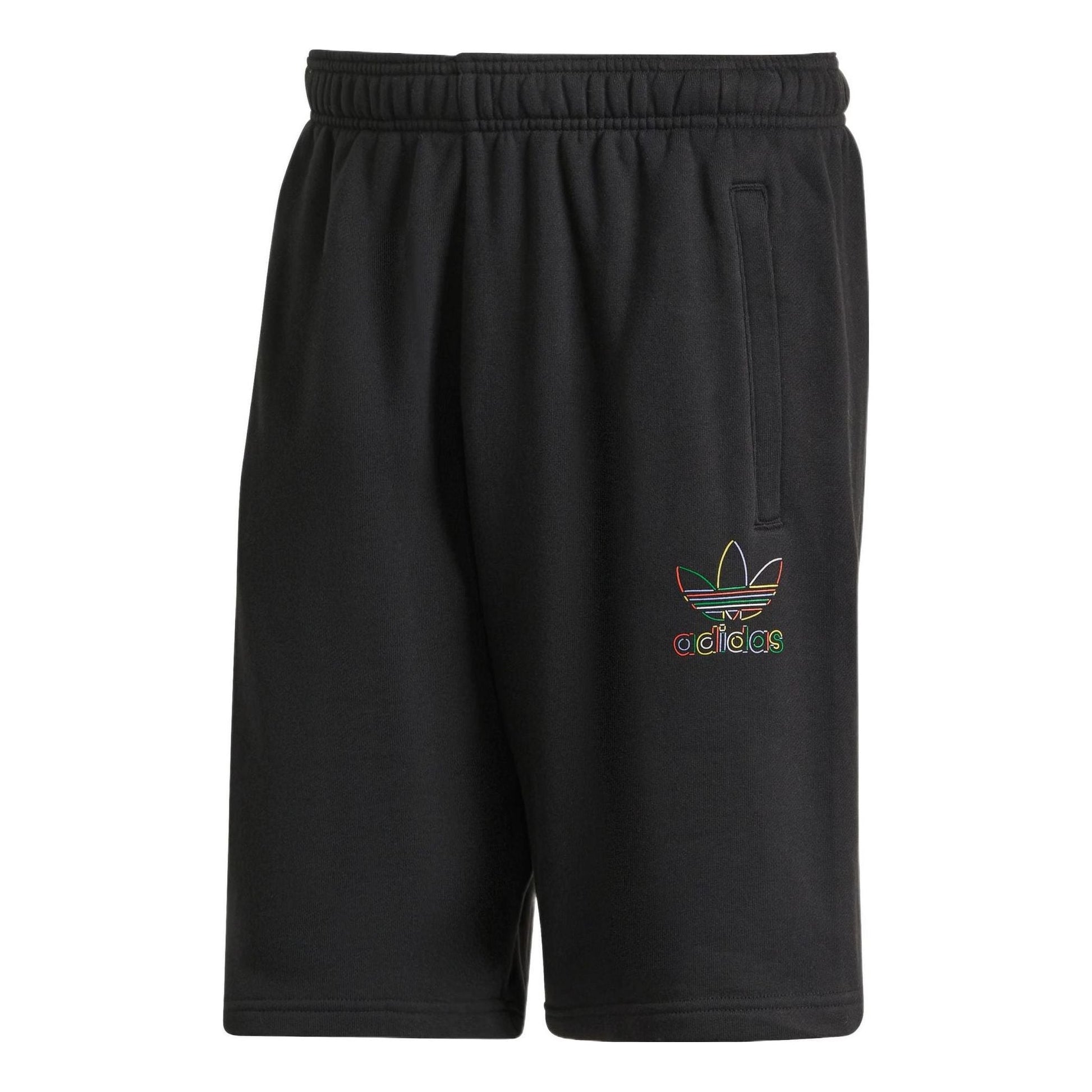 adidas originals Solid Color Cartoon Mickey Pattern Straight Sports Shorts Black