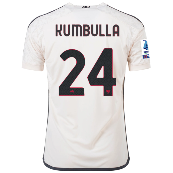 قميص adidas AS Roma Marash Kumbulla Away Jersey مع رقعة Serie A 23/24 (بيج)