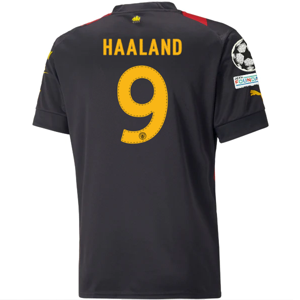 Puma Manchester City Erling Haaland Away Jersey w/ Champions League Patches 22/2