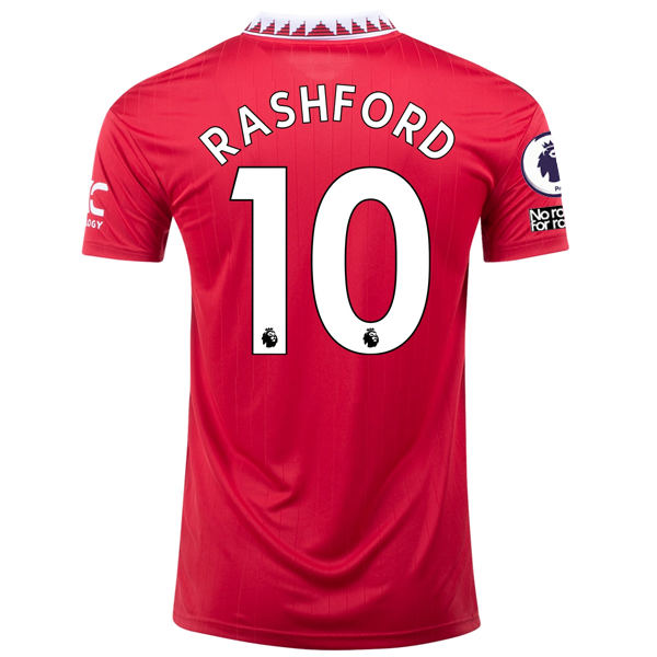 adidas Manchester United Marcus Rashford Home Jersey w/ EPL + No Room For Racism