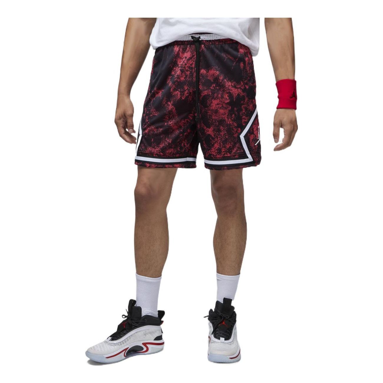 Image of Air Jordan Dri-fit Sport Diamond Shorts 'Red Black' DV9779-687