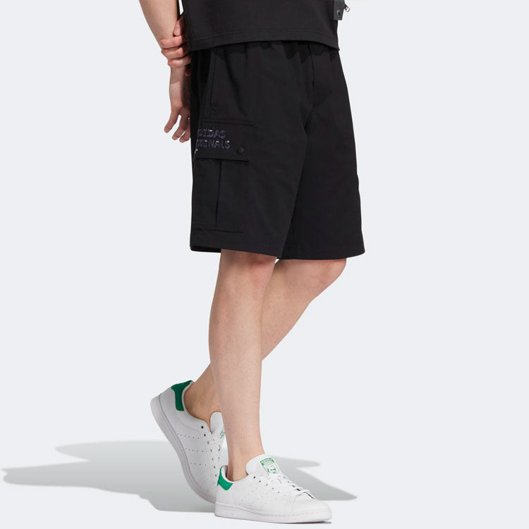 Image of adidas originals x Charr Morita Crossover Logo Printing Straight Loose Shorts Bl
