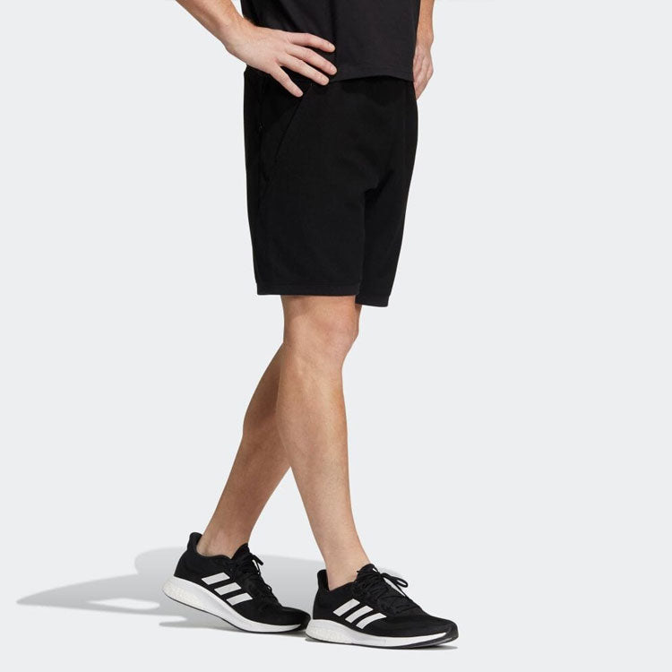 adidas Solid Color Straight Casual Knit Shorts Black HD0007