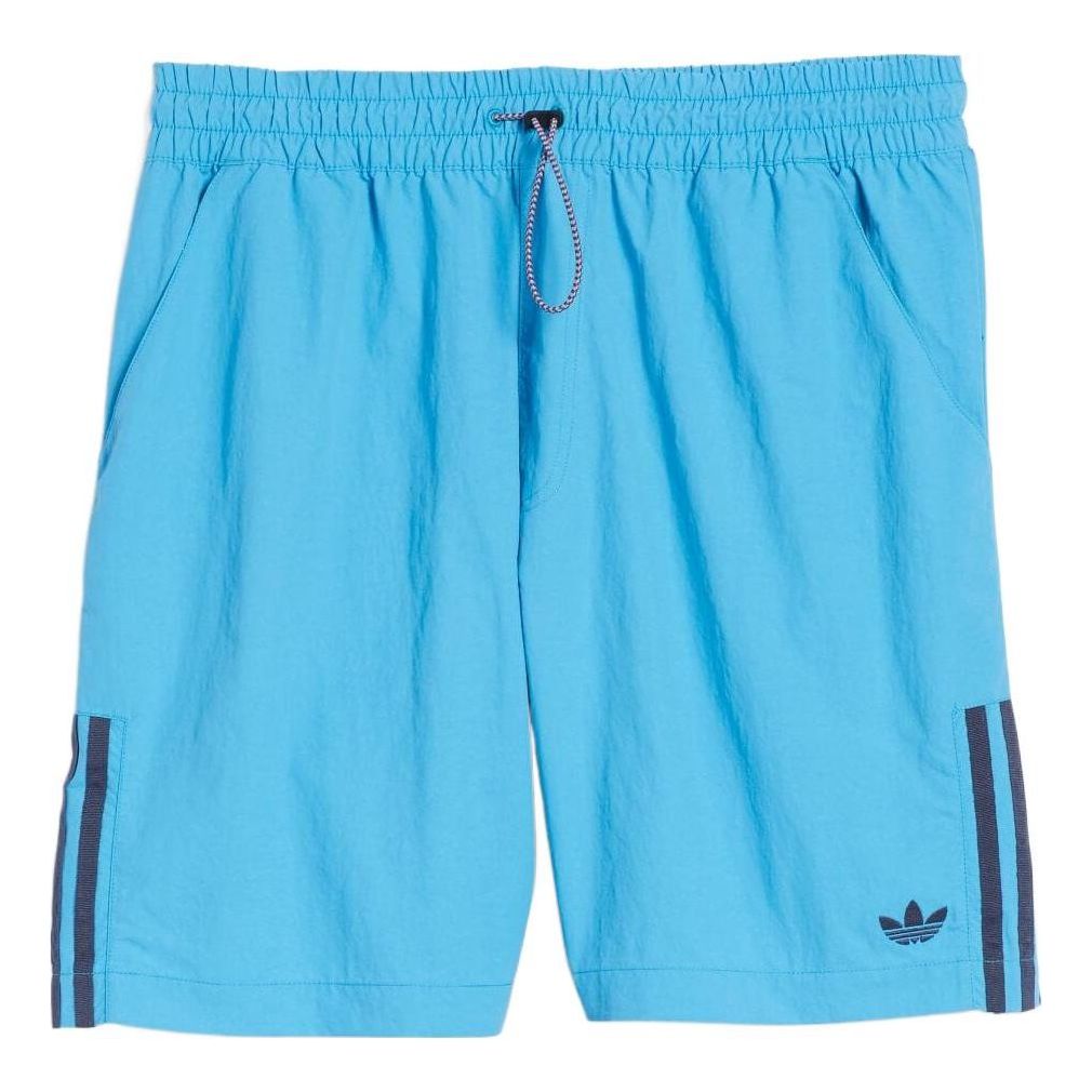 Image of Men's adidas originals Stripe Logo Embroidered Lacing Shorts Blue HA1289