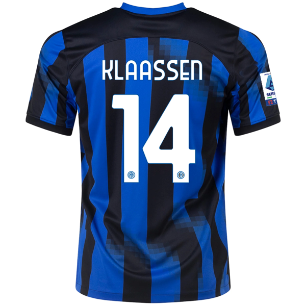 Image of Nike Inter Milan Davy Klaassen Home Jersey w/ Serie A Patches 23/24 (Lyon Blue/B