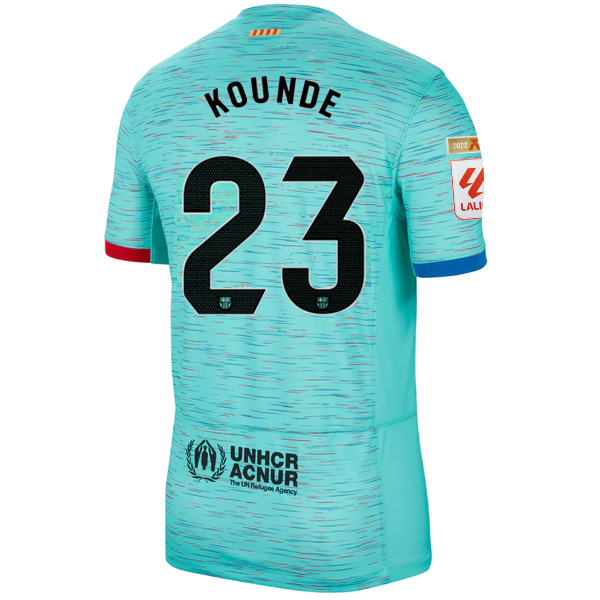 Image of Nike Barcelona Jules Koundé Third Jersey w/ La Liga Champion Patches 23/24 (Ligh