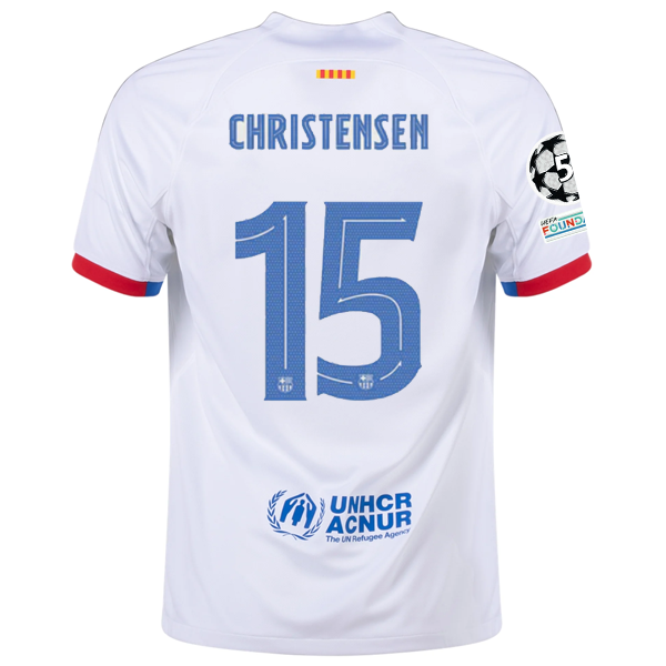Nike Barcelona Andreas Christensen Away Jersey w/ Champions League Patches 23/24