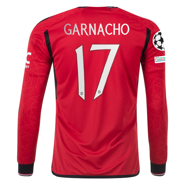 adidas Manchester United Authentic Alejandro Garnacho Long Sleeve Home Jersey w/