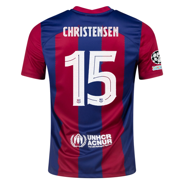 Image of Nike Barcelona Andreas Christensen Home Jersey 23/24 w/ Champions League Patches