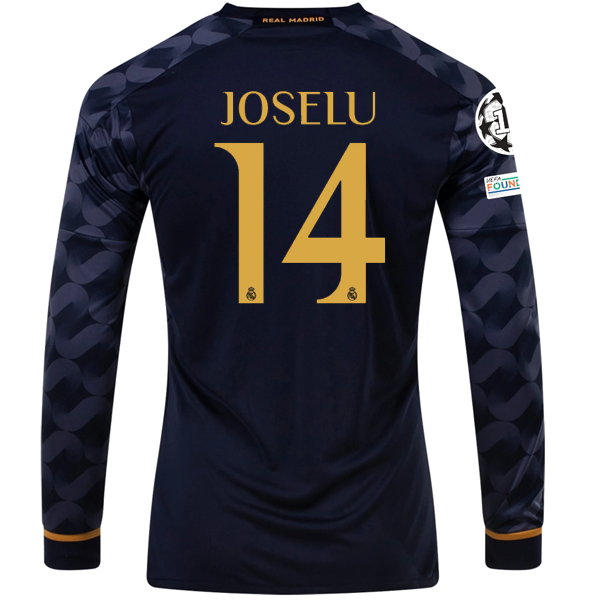 Image of adidas Real Madrid Joselu Long Sleeve Away Jersey w/ Champions League + Club Wor