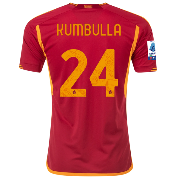 adidas Roma Marash Kumbulla Heimtrikot mit Serie A-Aufnäher 23/24 (Team Victory Red