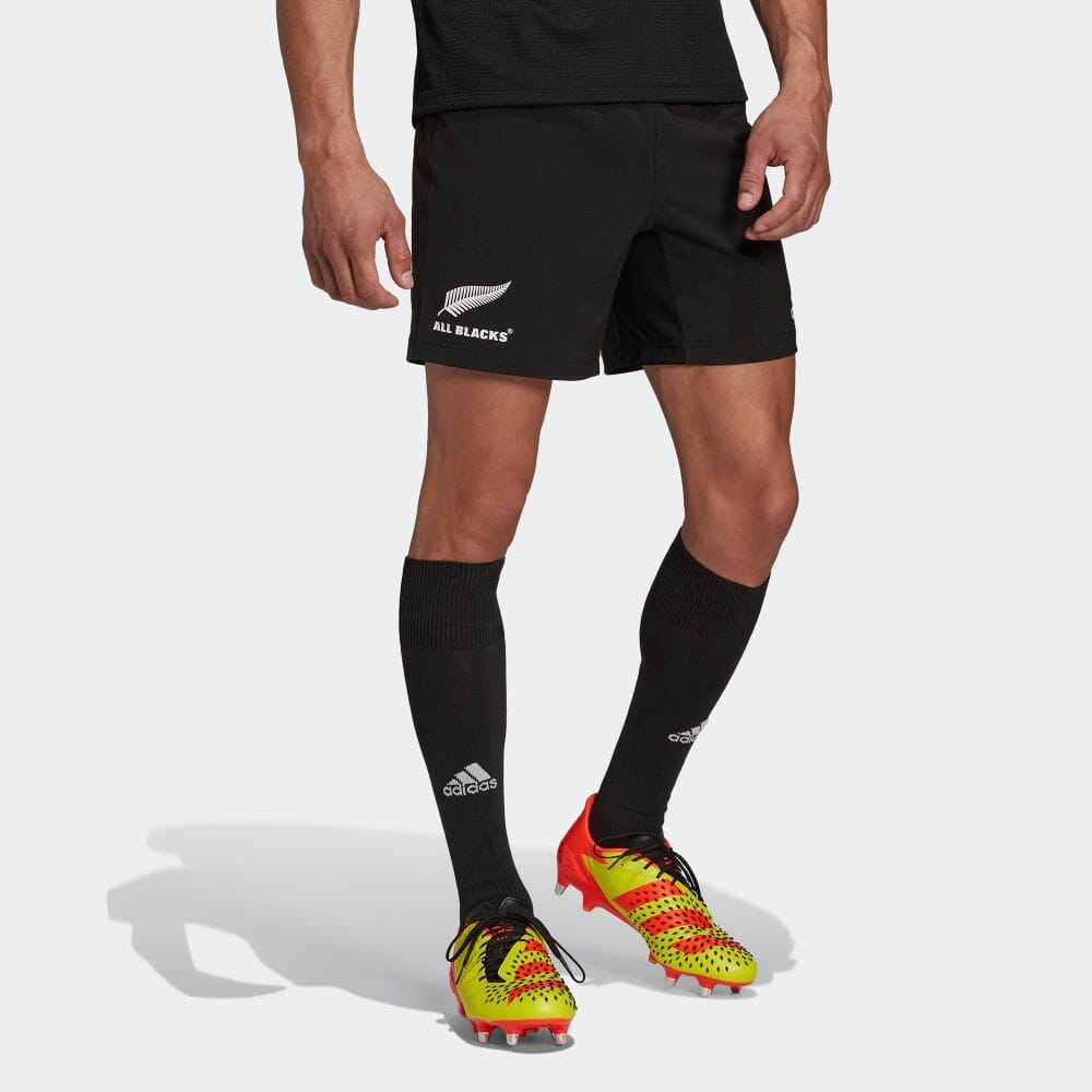 Image of Men's adidas Solid Color Logo Printing Rugby Sports Shorts Black GU1913
