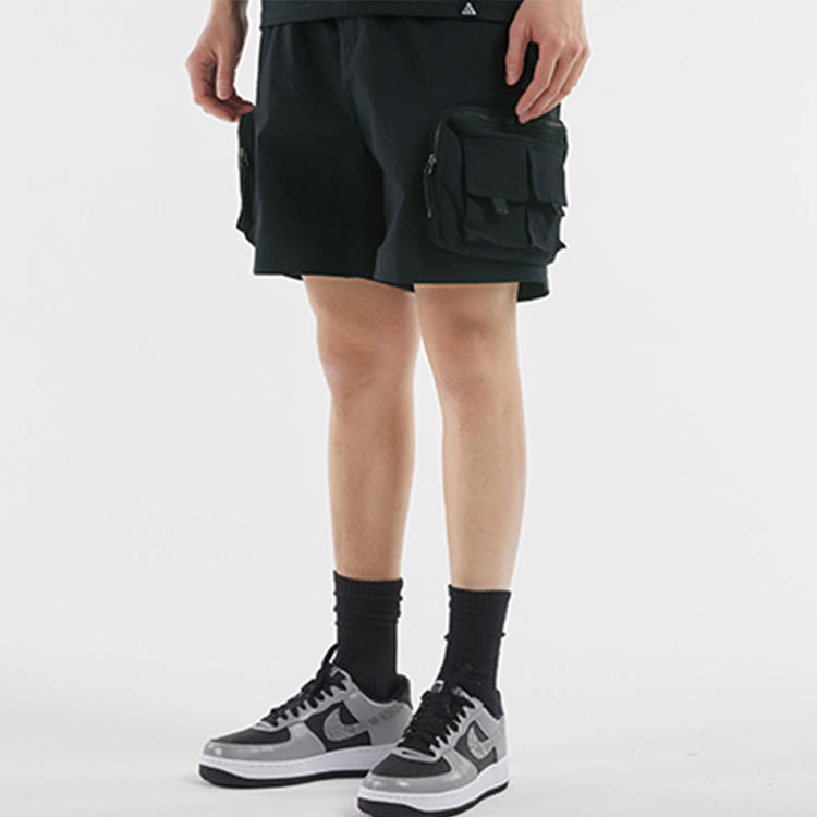 Image of Nike ACG Embroidered Logo Lacing waterproof Multiple Pockets Shorts Black DH8348